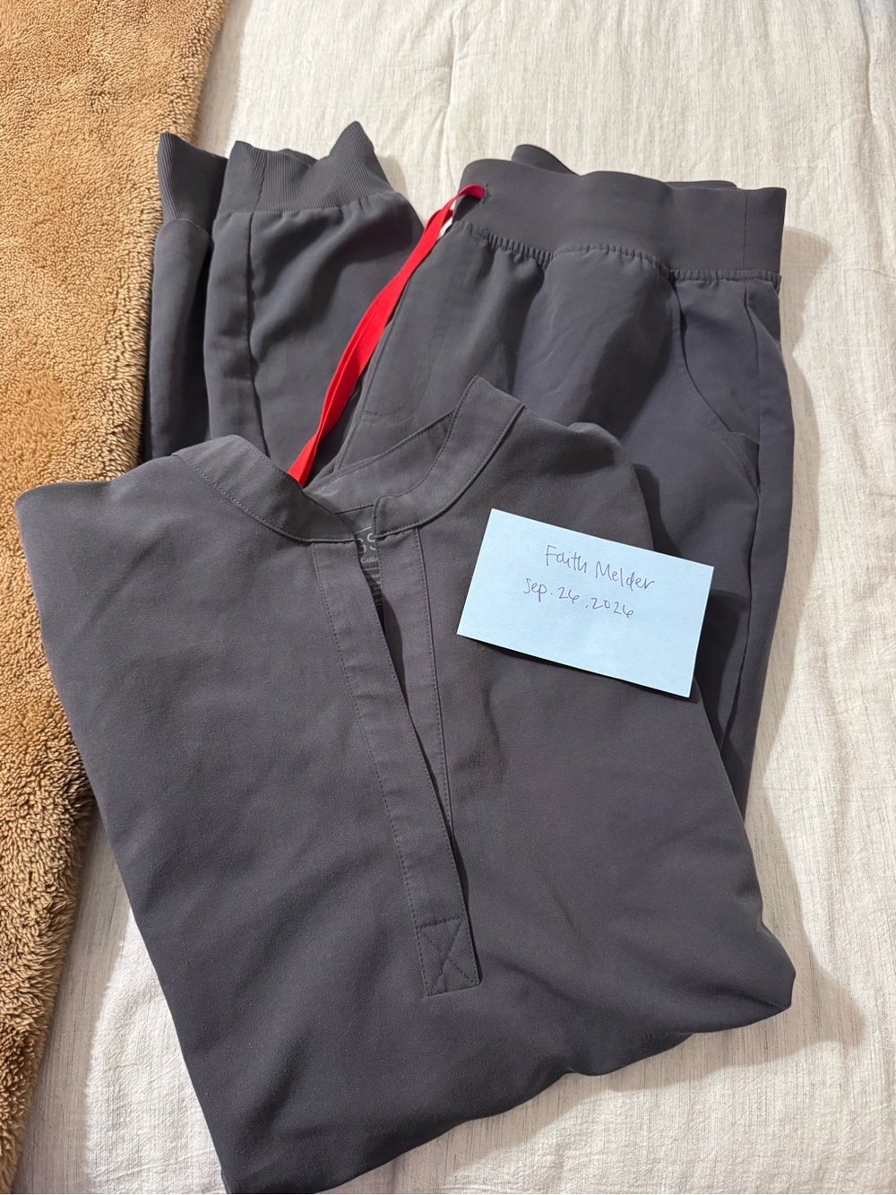 Figs Women's Charcoal Joggers with Red Drawstring